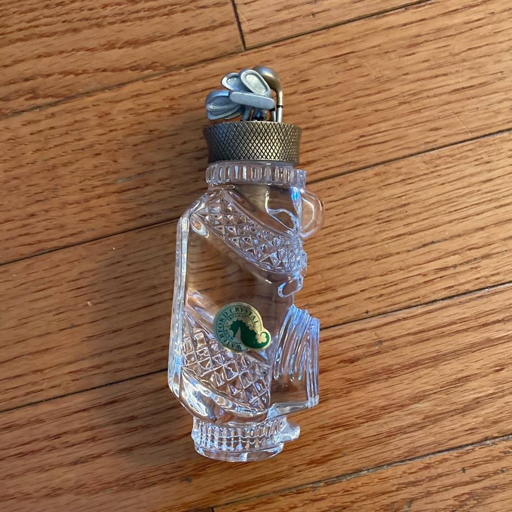 Waterford Crystal Paperweight Golf Bag With Metal Clubs Made In Ireland